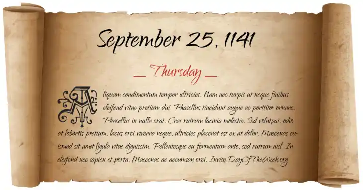 Thursday September 25, 1141