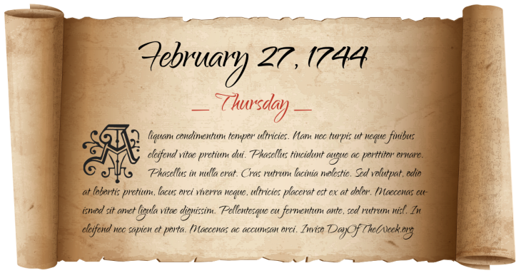 Thursday February 27, 1744