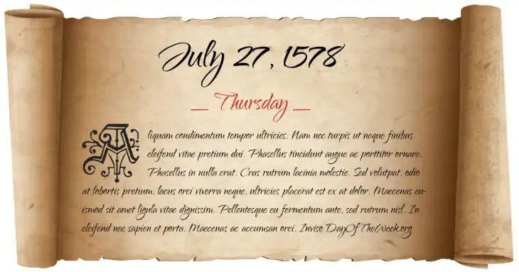 Thursday July 27, 1578