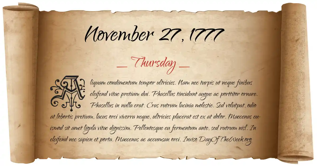 November 27, 1777 date scroll poster