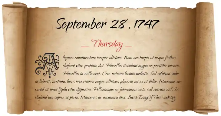 Thursday September 28, 1747