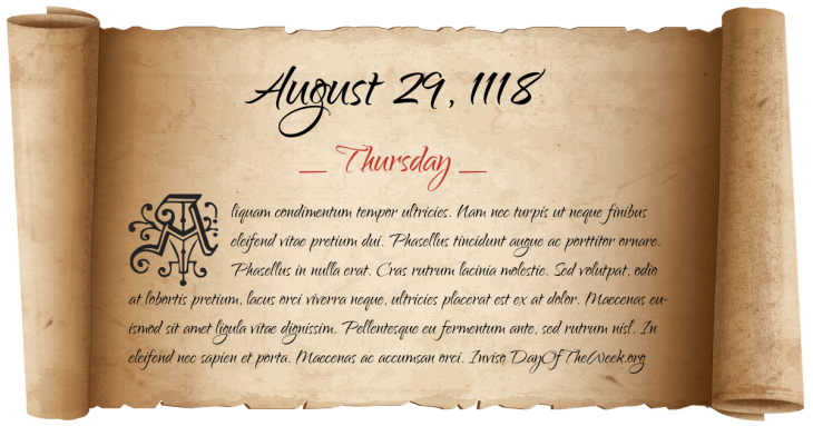 Thursday August 29, 1118