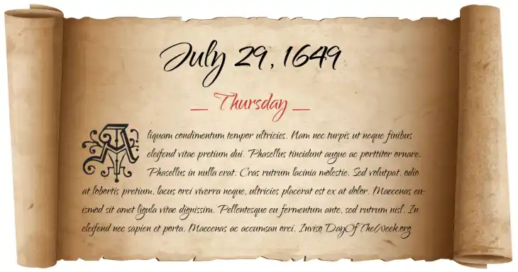 Thursday July 29, 1649