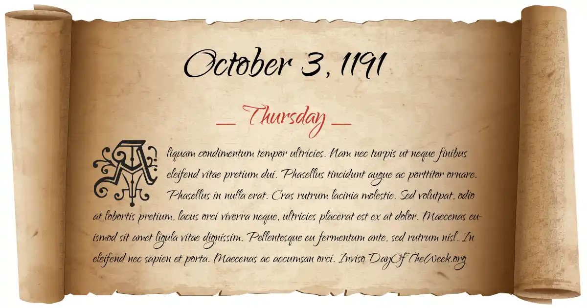 October 3, 1191 date scroll poster