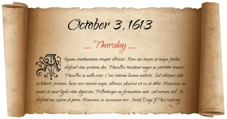 Thursday October 3, 1613