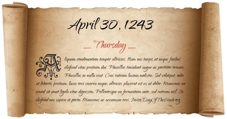 Thursday April 30, 1243