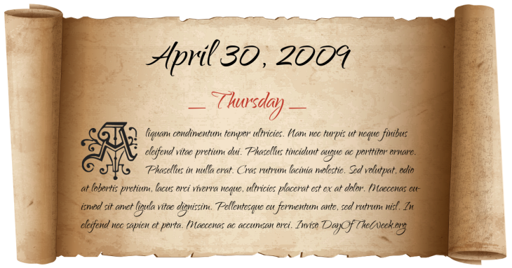 Thursday April 30, 2009