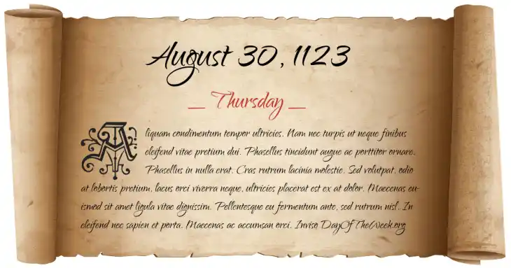 Thursday August 30, 1123