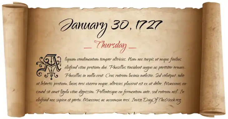 Thursday January 30, 1727