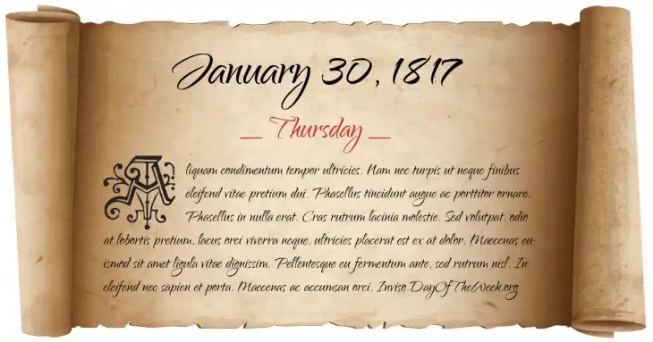 Thursday January 30, 1817