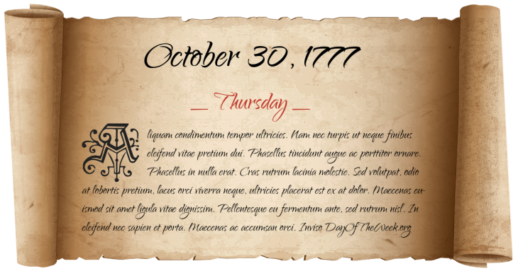 Thursday October 30, 1777