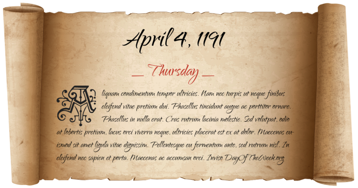 Thursday April 4, 1191