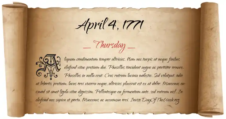 Thursday April 4, 1771
