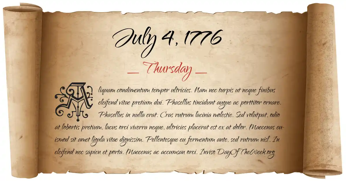 July 4, 1776 date scroll poster