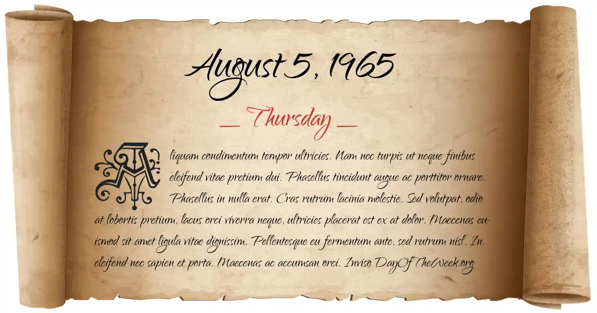 August 5, 1965 date scroll poster