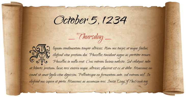 Thursday October 5, 1234