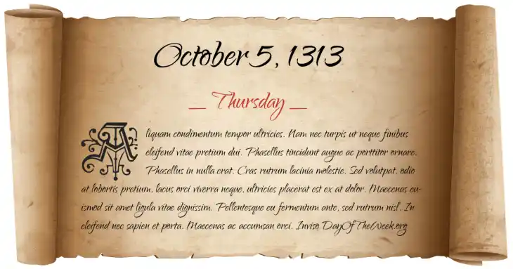 Thursday October 5, 1313