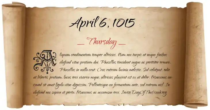 Thursday April 6, 1015