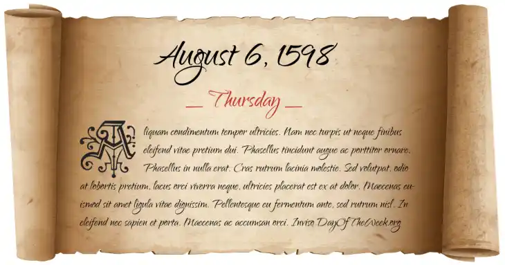 Thursday August 6, 1598