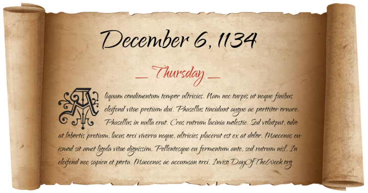Thursday December 6, 1134