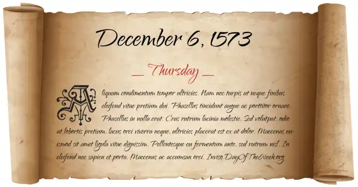 Thursday December 6, 1573