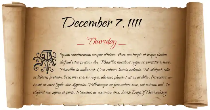 Thursday December 7, 1111