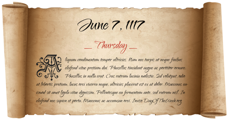 Thursday June 7, 1117