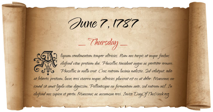 Thursday June 7, 1787