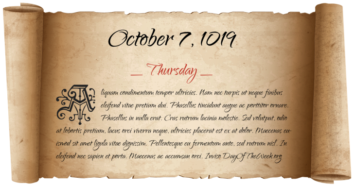 Thursday October 7, 1019