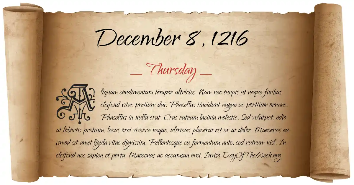 December 8, 1216 date scroll poster