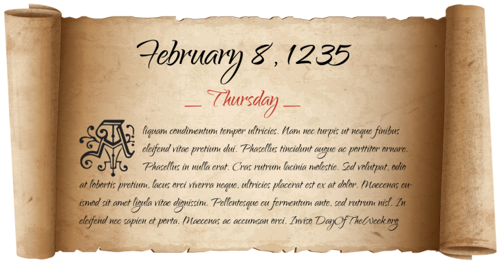 Thursday February 8, 1235