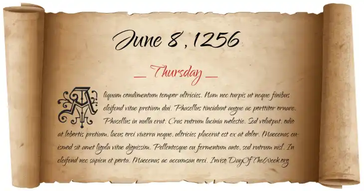 Thursday June 8, 1256