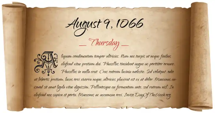 Thursday August 9, 1066