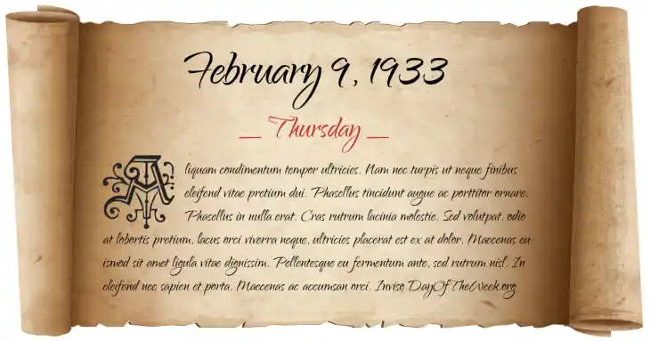 Thursday February 9, 1933