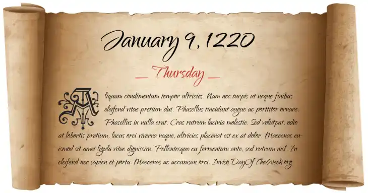 Thursday January 9, 1220