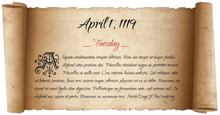Tuesday April 1, 1119