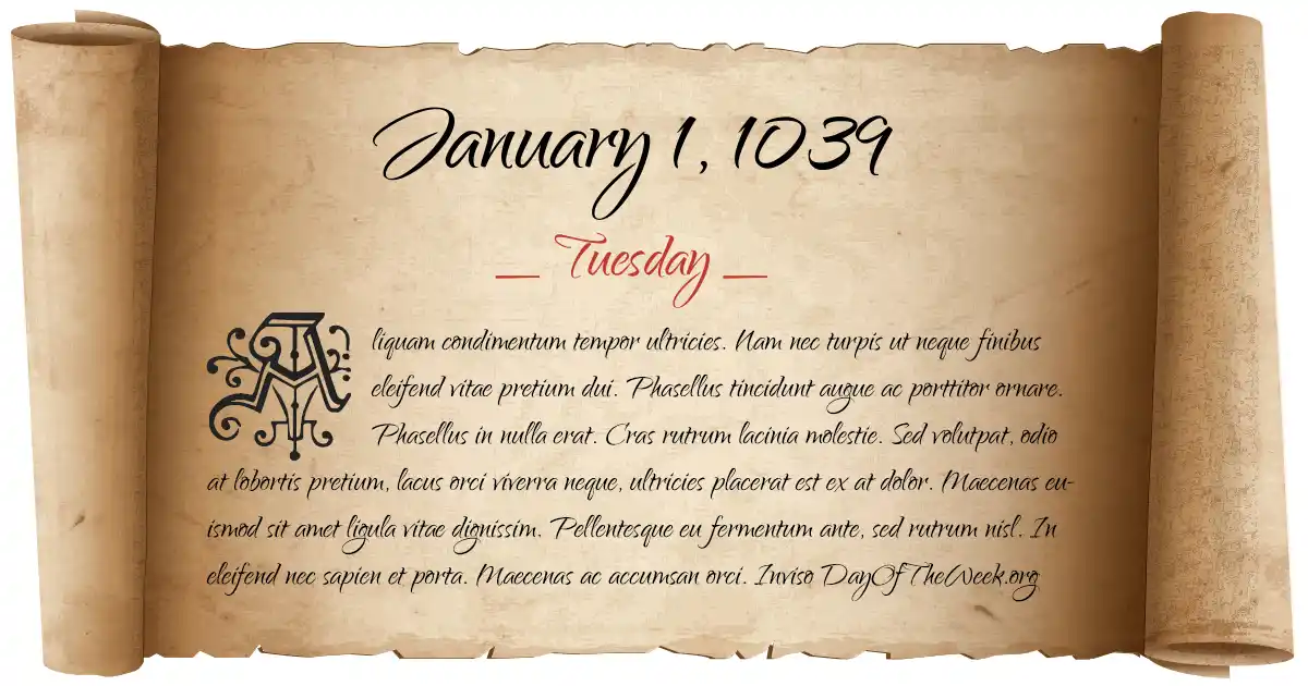 January 1, 1039 date scroll poster