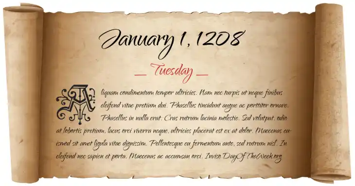 Tuesday January 1, 1208