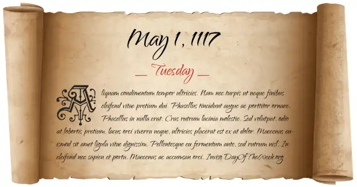Tuesday May 1, 1117
