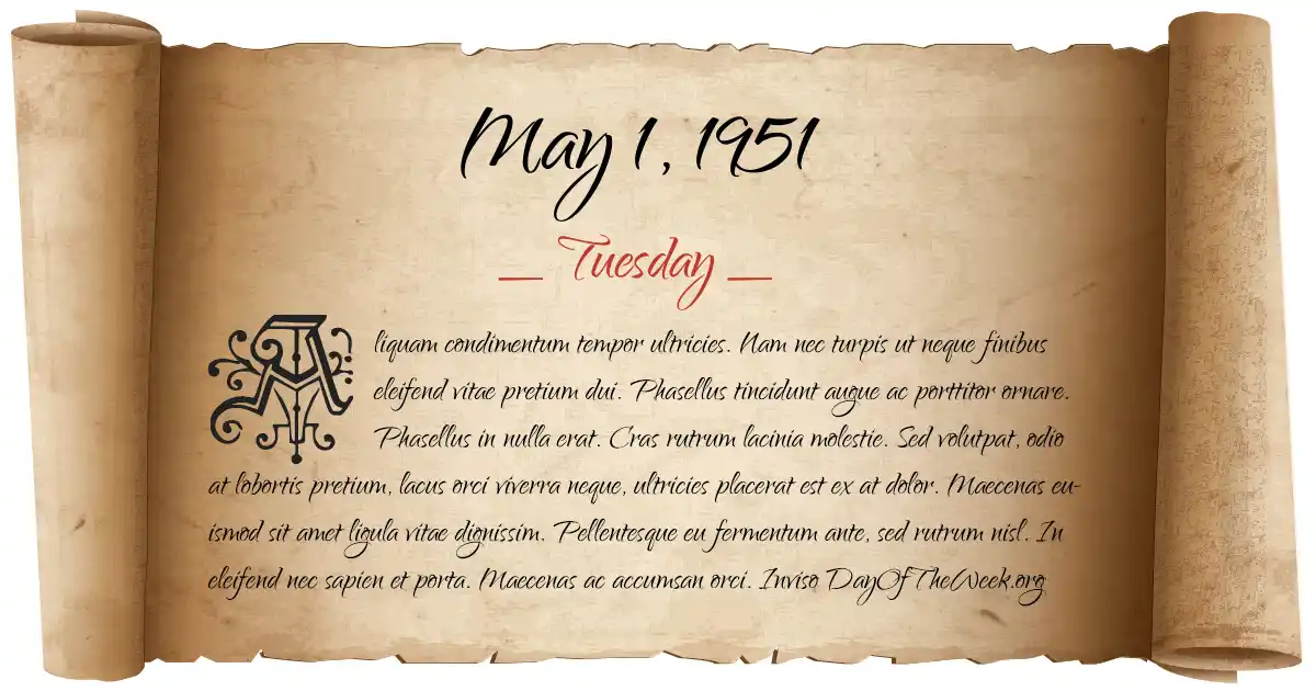 May 1, 1951 date scroll poster