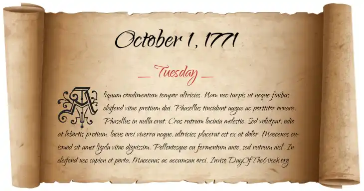 Tuesday October 1, 1771