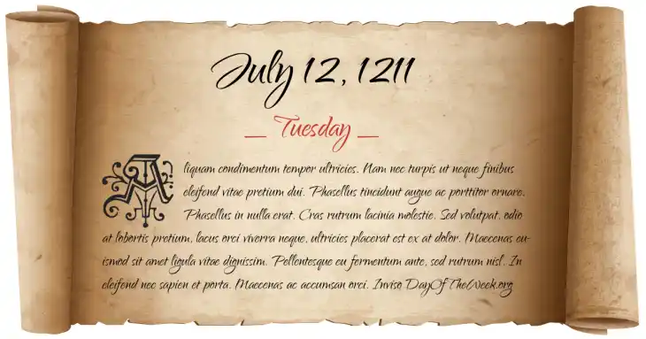 Tuesday July 12, 1211