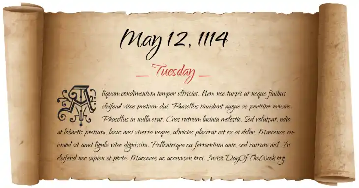 Tuesday May 12, 1114