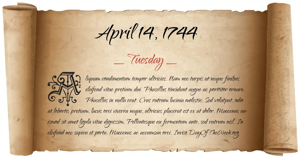 April 14, 1744 date scroll poster
