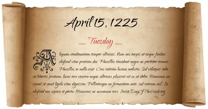 Tuesday April 15, 1225