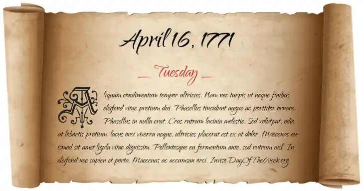 Tuesday April 16, 1771