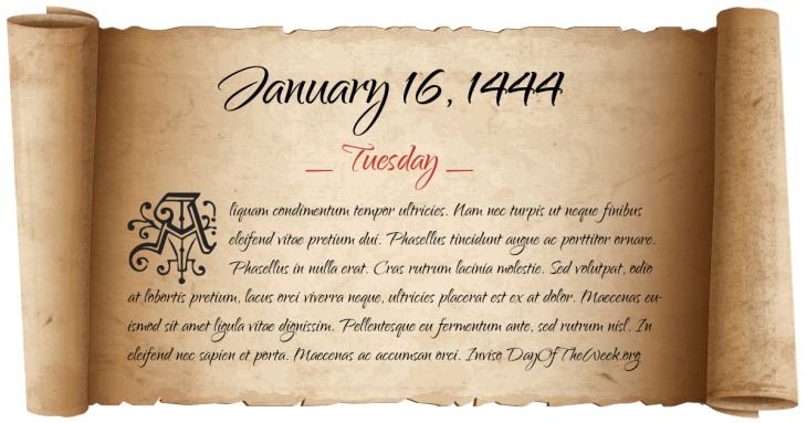 Tuesday January 16, 1444