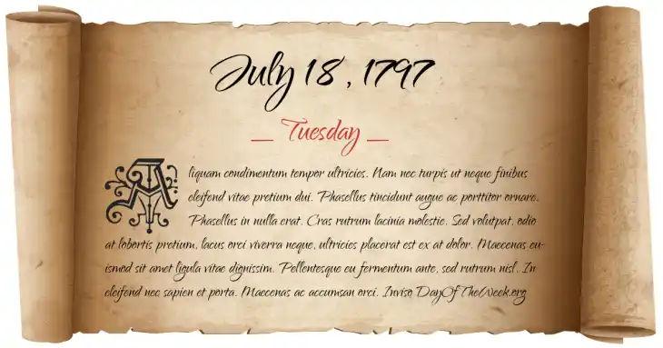 Tuesday July 18, 1797
