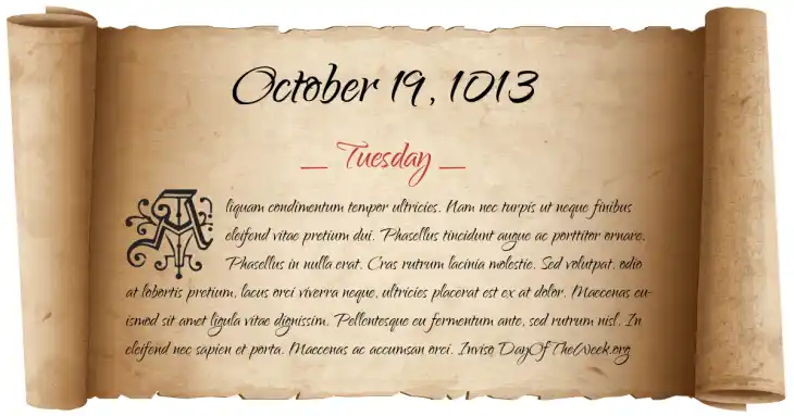 Tuesday October 19, 1013