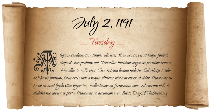 Tuesday July 2, 1191